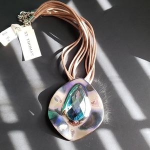 Statement silver necklace💙🤎🤍